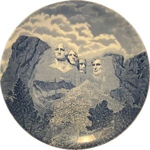Mount Rushmore SD Vintage Blue Ink souvenir Plate